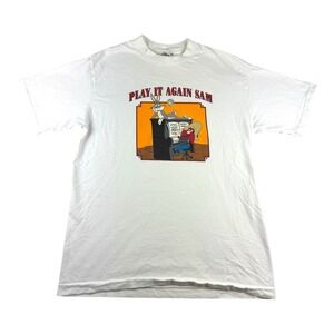 Vtg ACME Men T Shirt White 1991 Play It Again Sam Single Stitch Large Bugs Bunny